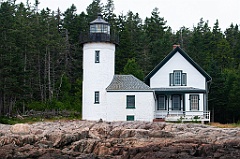 Narraguagus Lighthouse Over Rocky Island Shore